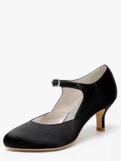Chaussures de mariage vintage à bout rond et talon chaton Mary Jane