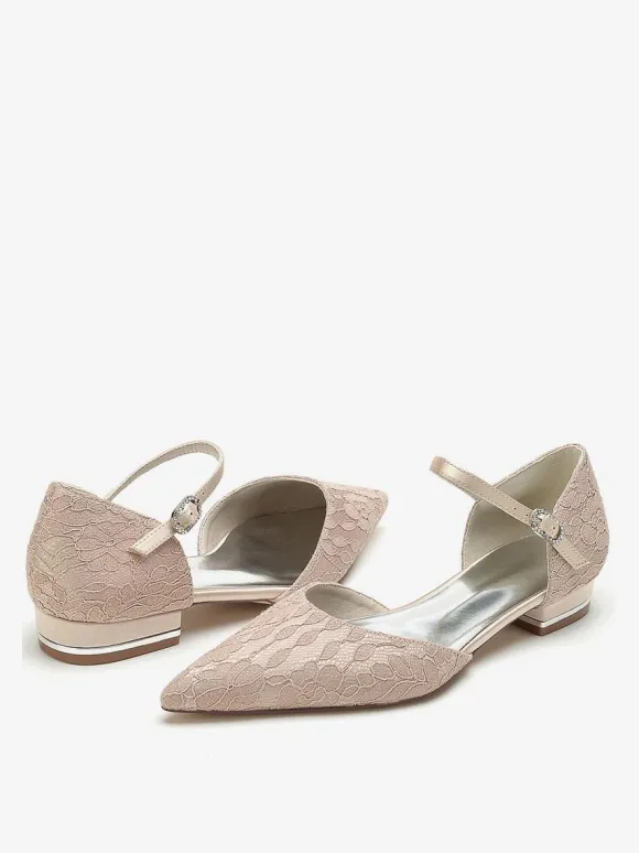 Chaussures de mariée Ballerines de mariée à bout pointu brodées