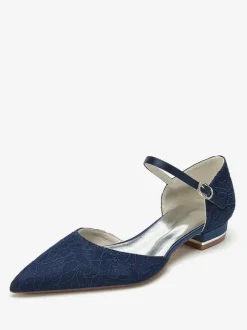 Chaussures de mariée Ballerines de mariée à bout pointu brodées