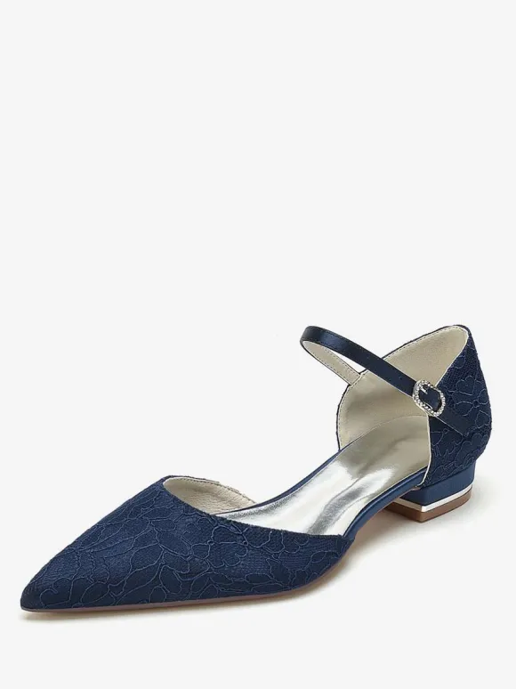 Chaussures de mariée Ballerines de mariée à bout pointu brodées