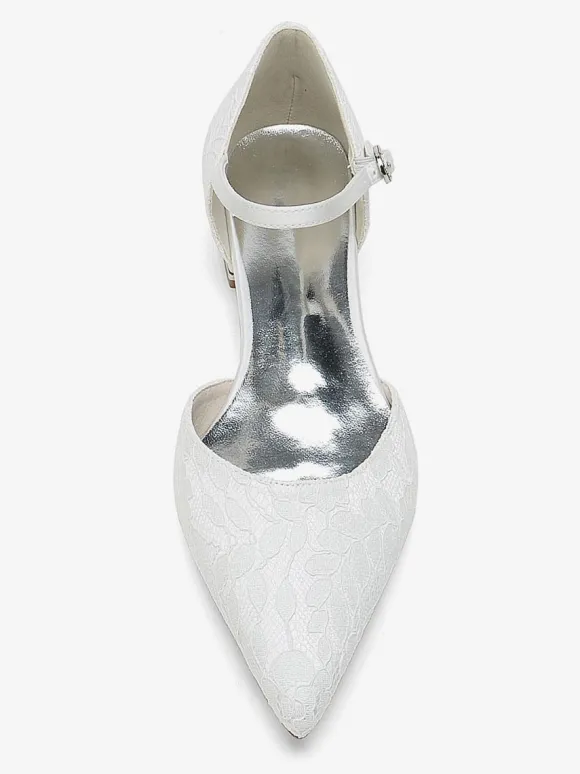Chaussures de mariée Ballerines de mariée à bout pointu brodées