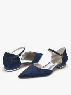 Chaussures de mariée Ballerines de mariée à bout pointu brodées