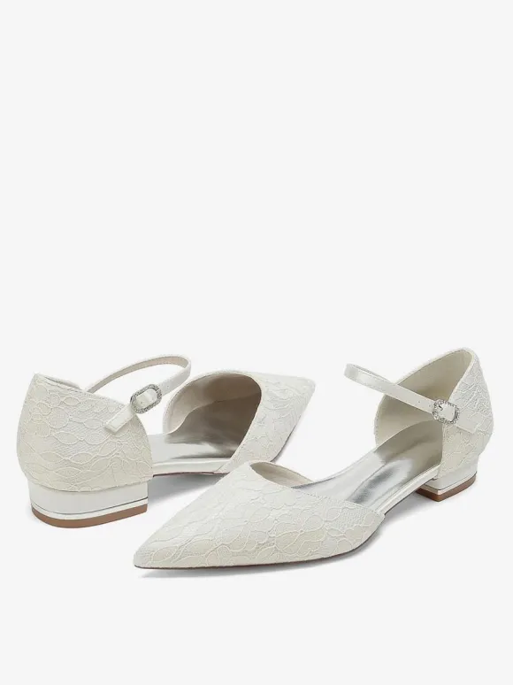 Chaussures de mariée Ballerines de mariée à bout pointu brodées