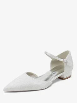 Chaussures de mariée Ballerines de mariée à bout pointu brodées