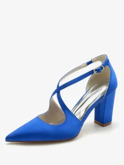 Chaussures de mariée chaussures mariage bout pointu talon épais boucle réglable