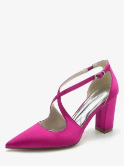 Chaussures de mariée chaussures mariage bout pointu talon épais boucle réglable