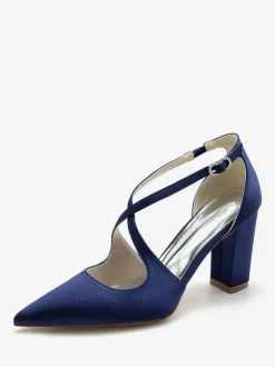 Chaussures de mariée chaussures mariage bout pointu talon épais boucle réglable