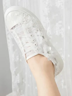 Chaussures de mariée en dentelle marriage chaussures femme à bout rond