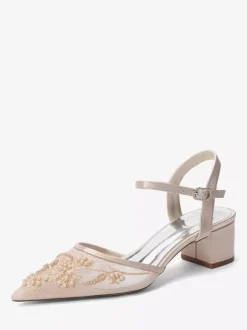 Chaussures de mariée en satin à bout pointu et talon compensé