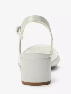 Chaussures de mariée en satin à bout pointu et talon compensé