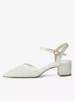 Chaussures de mariée en satin à bout pointu et talon compensé