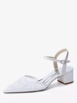 Chaussures de mariée en satin à bout pointu et talon compensé