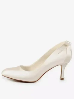chaussures de mariée en satin à petits talons escarpins femme avec ruban