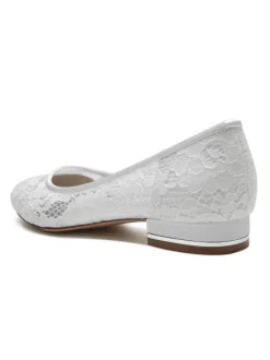 Chaussures de Mariée Femme avec Bout Rond en Dentelle Unicolore
