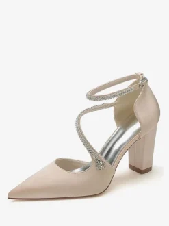 Chaussures de Mariée Femme à Talons Hauts en Cuir Synthétique avec Bout Pointu Unicolore