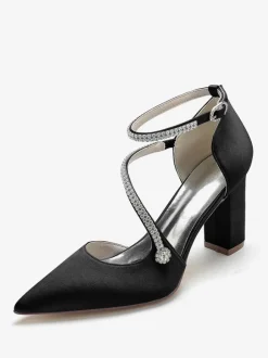 Chaussures de Mariée Femme à Talons Hauts en Cuir Synthétique avec Bout Pointu Unicolore