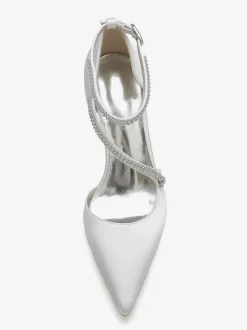 Chaussures de Mariée Femme à Talons Hauts en Cuir Synthétique avec Bout Pointu Unicolore