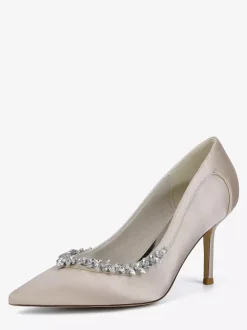 Chaussures de mariée ivoire à bout pointu et strass escarpins à talons hauts
