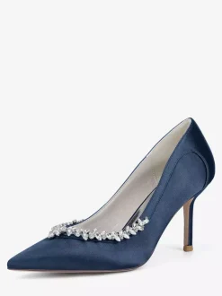Chaussures de mariée ivoire à bout pointu et strass escarpins à talons hauts