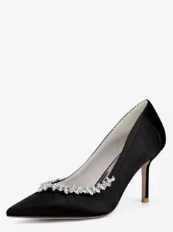 Chaussures de mariée ivoire à bout pointu et strass escarpins à talons hauts