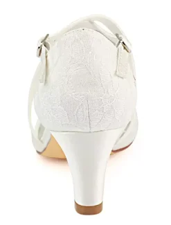 Chaussures de mariée ivoire en satin boucle réglable chaussures de mariage