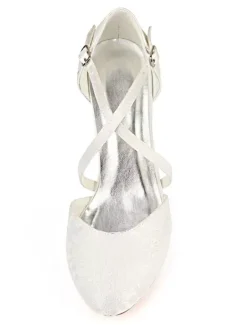 Chaussures de mariée ivoire en satin boucle réglable chaussures de mariage