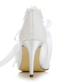 Chaussures de mariée ivoire à lacet talon haut