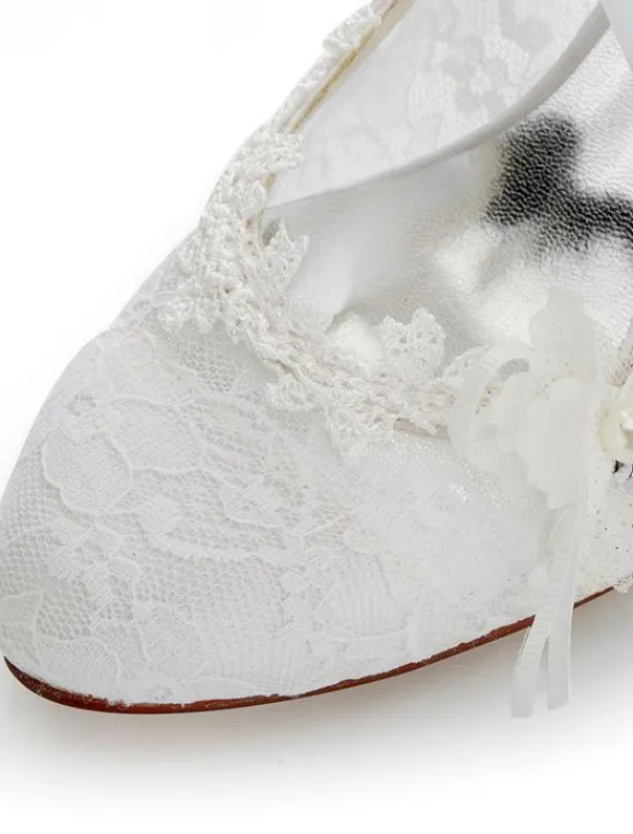 Chaussures de mariée ivoire à lacet talon haut