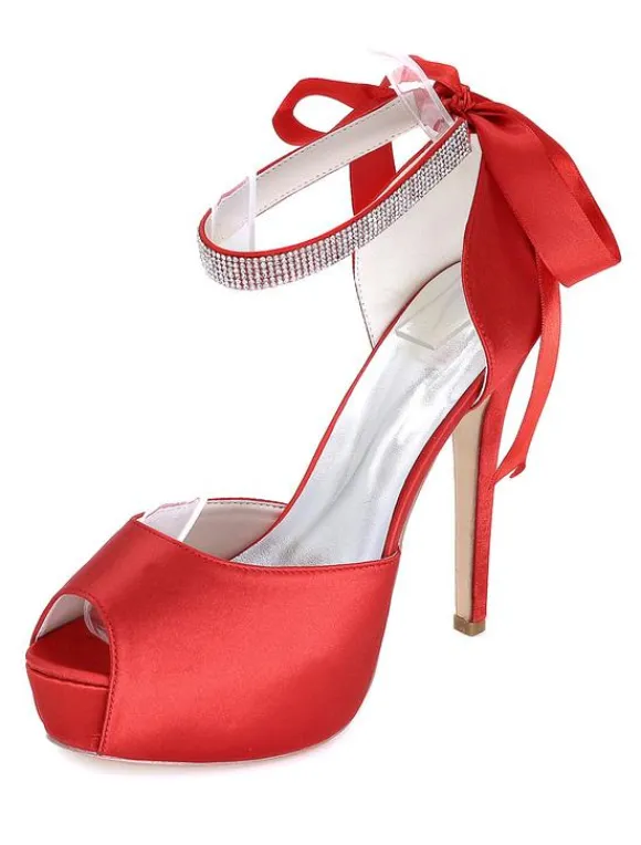 Chaussures de mariée ivoire talon haut bout ouvert boucle réglable