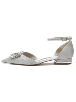 Chaussures de Marieés Femme avec Bout Pointu en Paillette Unicolore