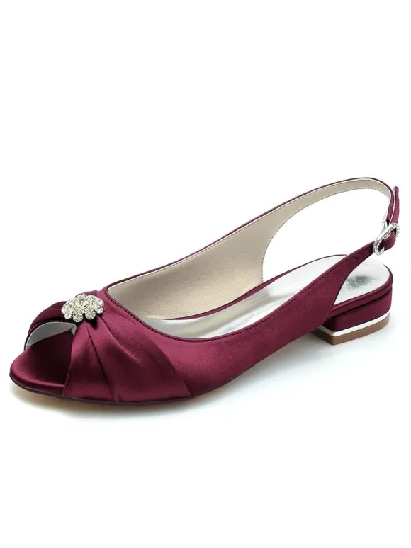Chaussures de Mariées Femme en Satin avec Bout Ouvert en Paillette Unicolore
