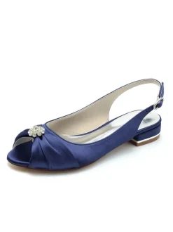 Chaussures de Mariées Femme en Satin avec Bout Ouvert en Paillette Unicolore