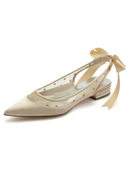 Chaussures de Mariées Transparentes Femme Bout Pointu Unicolore avec N艙ud