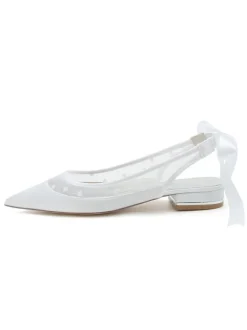 Chaussures de Mariées Transparentes Femme Bout Pointu Unicolore avec N艙ud