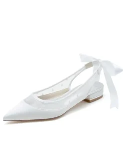 Chaussures de Mariées Transparentes Femme Bout Pointu Unicolore avec N艙ud