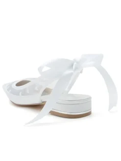 Chaussures de Mariées Transparentes Femme Bout Pointu Unicolore avec N艙ud