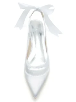 Chaussures de Mariées Transparentes Femme Bout Pointu Unicolore avec N艙ud