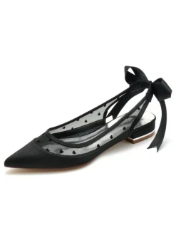 Chaussures de Mariées Transparentes Femme Bout Pointu Unicolore avec N艙ud