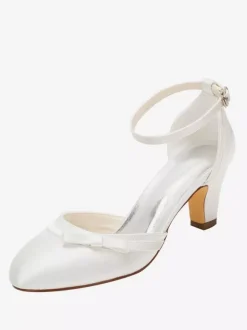 Chaussures de mariée talon carré boucle réglable