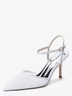 Chaussures de mariée à talons hauts bout pointu ornées de perles