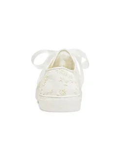 Chaussures De Mariée Transparentes Baskets Plates En Soie Et En Satin Bout Rond