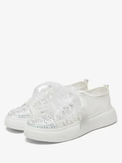 Chaussures de mariée Transparentes femme mariage en dentelle à bout rond