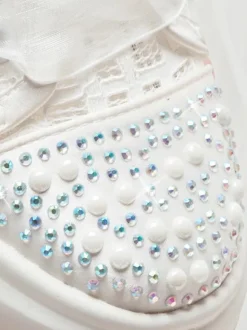 Chaussures de mariée Transparentes femme mariage en dentelle à bout rond