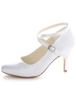 Chaussures de mariée vintage talon haut boucle réglable