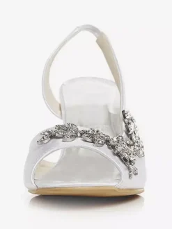 Chaussures de Mère de Mariée 2026 Violet Bout Ouvert Strass Slingbacks Chaussures de Mariage Talon de Chaton Chaussures de Mariée