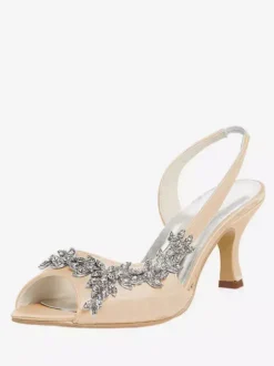 Chaussures de Mère de Mariée 2026 Violet Bout Ouvert Strass Slingbacks Chaussures de Mariage Talon de Chaton Chaussures de Mariée