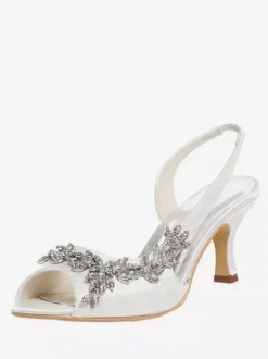 Chaussures de Mère de Mariée 2026 Violet Bout Ouvert Strass Slingbacks Chaussures de Mariage Talon de Chaton Chaussures de Mariée