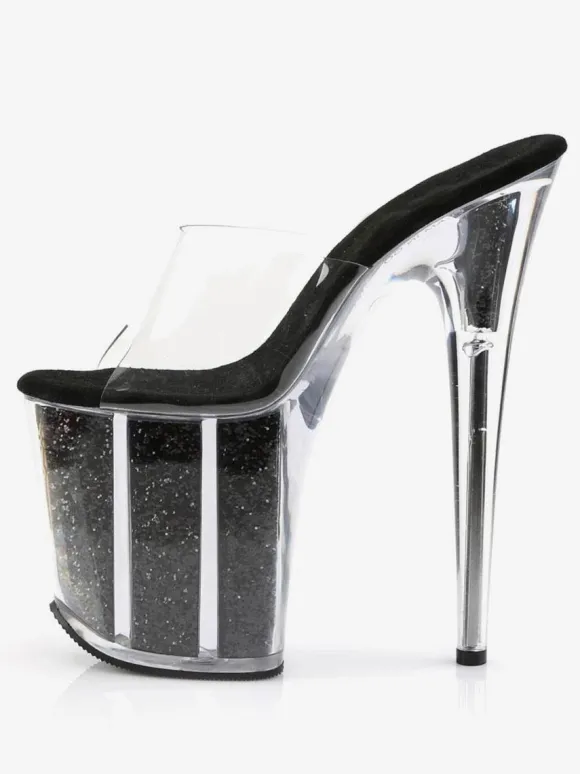 Chaussures de Pole Dance Sandales Sexy Pour Femme En Cuir Rose Peep Toe Plateforme Pantoufles Sexy Transparentes Chaussures de Strip-teaseuse