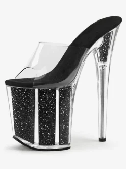 Chaussures de Pole Dance Sandales Sexy Pour Femme En Cuir Rose Peep Toe Plateforme Pantoufles Sexy Transparentes Chaussures de Strip-teaseuse