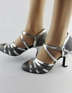 Chaussures de salon femme argent boucle réglable